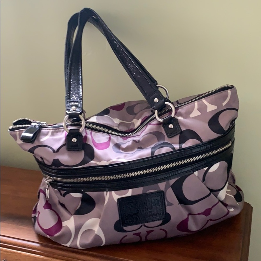 Coach signature C scarf print satin like bag